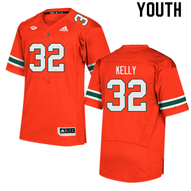 Youth #32 Nyjalik Kelly Miami Hurricanes College Football Jerseys Sale-Orange - Click Image to Close